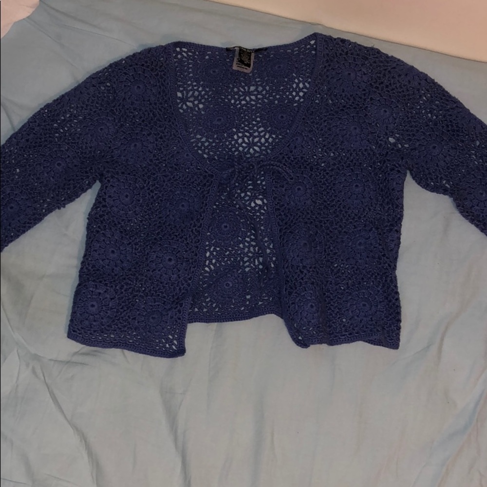 Lavender cropped crochet cardigan!